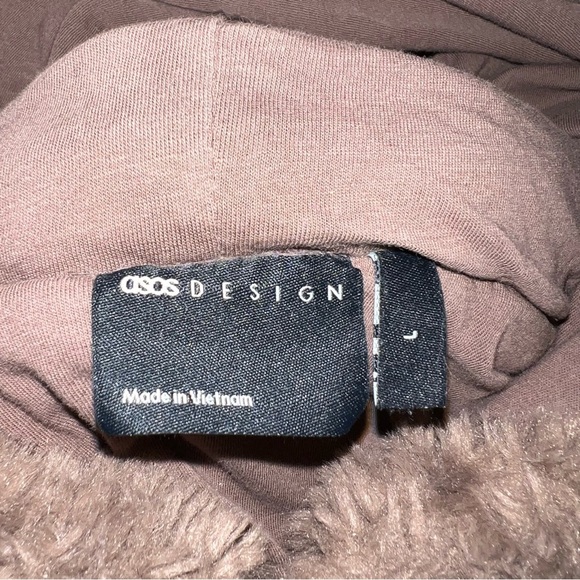 ASOS DESIGN Oversized Brown Sherpa/Faux Fur Hoodie - Large - Picture 10 of 13